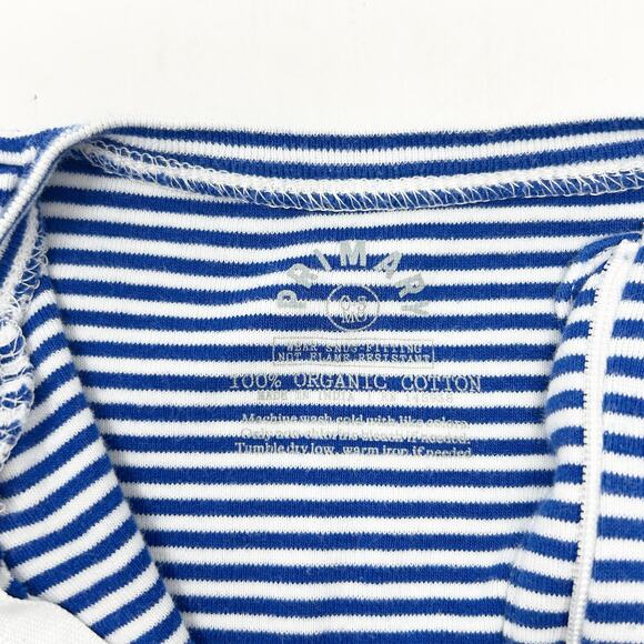 Primary Baby Boys Organic Cotton Striped‎ Zip Short Sleeve Romper One Piece 0-3M - Picture 5 of 6